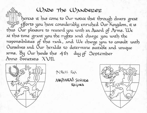Award of Arms Promisary