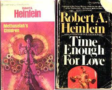 Methuselah's Children, Time Enough For Love, by Robert A. Heinlein.